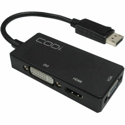CODi Multi-Function DisplayPort to HDMI, DVI, and VGA Adapter - Plug & Play Full HD Video Converter