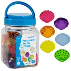 Edx Education Transparent Tactile Shells, Assorted Colors, Set Of 72 Shells