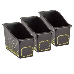 Teacher Created Resources Plastic Book Bins, 7-1/2"H x 11-3/8"W x 5-1/2"D, Black Confetti, Pack Of 3 Bins