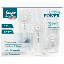 Hogar Ideal 3-in-1 Ultra Power 18" Blade Fan, 51" x 15", White