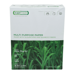 Sugarmade Multipurpose Paper, 92 Bright, 10 Reams, 5000 Sheets/Carton, 8 1/2" x 11", 20 Lb