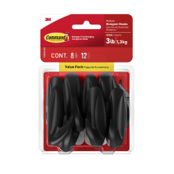 Command™ Medium Designer Hooks, 8 Command Hooks, 12 Strips, Damage Free Hanging Wall Hooks with Adhesive Strips, No Tools Wall Hooks