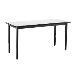 National Public Seating Heavy Duty Height-Adjustable Steel Table, 37-1/4"H x 60"W x 24"D, Black/White
