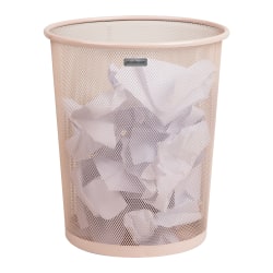 Mind Reader Metal Mesh Trash Can 4.4 Gallon Waste Paper Basket, 13-3/4"H x 11-1/2"W x 11-1/2"D, Pink