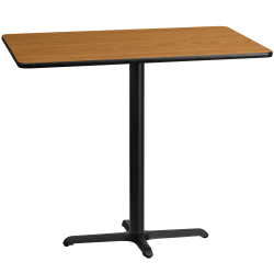 Flash Furniture Laminate Rectangular Table Top With Bar-Height Table Base, 43-1/8"H x 30"W x 48"D, Natural/Black