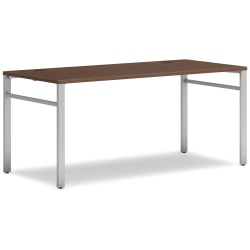 HON® Mod Table Desk With U-Legs, 29"H x 66"W x 30"D, Silver/Sepia Walnut