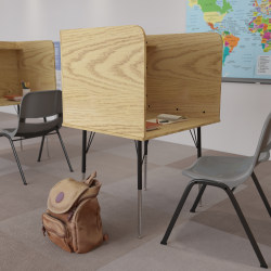 Flash Furniture 36"W Student Desk/Carrel With Top Shelf, Oak