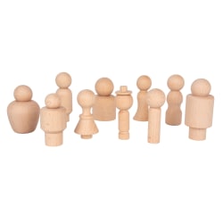 TickiT Wooden Community Figures, Natural, Set Of 10 Figures