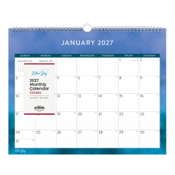 2027 Blue Sky Savoy Cool Monthly Wall Calendar, 15x12, 0%, Savoy Cool, Jan-Dec, RY27