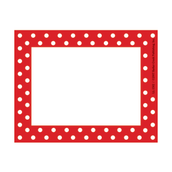 Barker Creek Self-Adhesive Name Badge Labels, 3 1/2" x 2 3/4", Red-And-White Dots, Pack Of 45