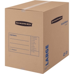 Fellowes® SmoothMove Basic Moving Boxes, 18.3" x 18.3" x 24.8", Kraft/Black, Carton Of 15