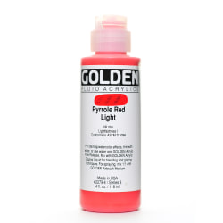 Golden Fluid Acrylic Paint, 4 Oz, Pyrrole Red Light