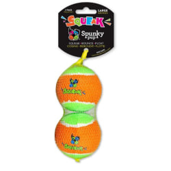 Spunky Pup Squeaky Tennis Balls, Large, Orange/Green, Pack Of 2 Balls