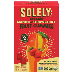 Solely Organic Mango & Strawberry Gummies, 3.5 Oz, Total Qty 8
