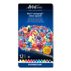 Staedtler Mars Lumograph Color Aquarell Watercolor Pencils, Assorted Colors, Total Qty 12