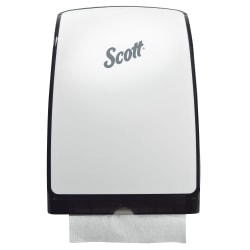 Scott® Slimfold™ Folded Towel Dispenser (34830), White, Compact, One-At-A-Time Manual Dispensing, 9.8" x 2.8" x 13.67" (Qty 1)