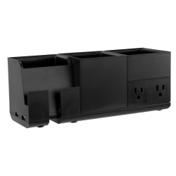 Bostitch® Office Konnect Stackable 4-Piece Desk Organization Kit With Power Station, Black