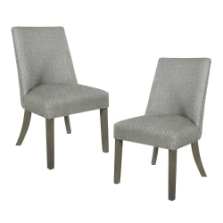 Office Star Evelina Fabric/Wood Dining Chairs, 37-3/4"H x 21"W x 26"D, Anthony Charcoal, Pack Of 2 Chairs