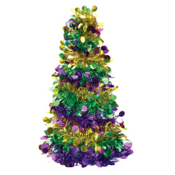 Amscan Mardi Gras Tinsel Trees, 10", Multicolor, Pack Of 6 Trees
