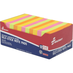 SKILCRAFT® Self-Stick Note Pads, 2" x 3", Assorted Neon, 100 Sheets Per Pad, Pack Of 12 Pads (AbilityOne 7530-01-393-0103)