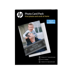 HP Photo Card Pack With Envelopes, 5" x 7", 10.5 Mil, Pack Of 25 Pieces