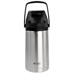 Mr. Coffee 1.7-Quart Thermal Stainless Steel Coffee Pump Pot, Silver/Black