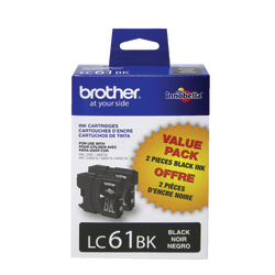 Brother® LC61 Black Ink Cartridges, Pack Of 2, LC61BK