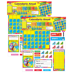 TREND Year Calendario Anual (Spanish) Bulletin Board Sets, 17-1/2" x 23-1/4", Assorted Colors, Pack Of 2 Sets