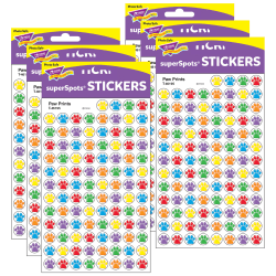 Trend SuperSpots Stickers, Paw Prints, 800 Stickers Per Pack, Set Of 6 Packs