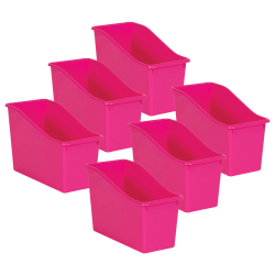 Teacher Created Resources Plastic Book Bins, 7-1/2"H x 11-3/8"W x 5-1/2"D, Pink, Pack Of 6 Bins