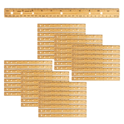 Charles Leonard Economy Wood Rulers, 1" x 12", Natural, Pack Of 48 Rulers