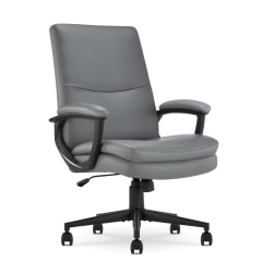 Serta® Comfort Modern Ergonomic Bonded Leather High-Back Executive Office Chair, Gray
