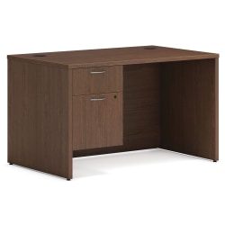 HON® Mod 48"W Computer Desk With Hanging Storage Pedestal, Sepia Walnut
