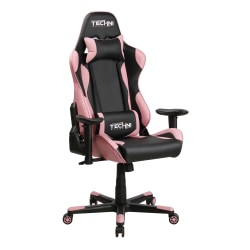 Techni Sport Ergonomic Faux Leather Computer Gaming Chair, Black/Pink