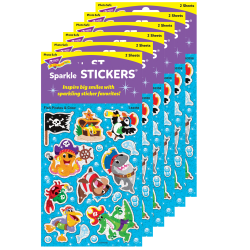 Trend Sparkle Stickers, Fish Pirates & Crew, 32 Stickers Per Pack, Set Of 6 Packs