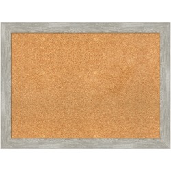 Amanti Art Rectangular Non-Magnetic Cork Bulletin Board, Natural, 32" x 24", Dove Graywash Narrow Plastic Frame