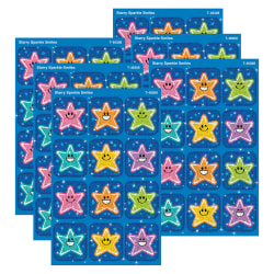 TREND Sparkle Stickers, Starry Smiles, 24 Per Pack, Set Of 6 Packs