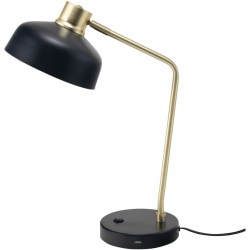 Victory Light Adjustable LED Lamp - 20" Height x 7.9" Width - 10 W LED Bulb - USB Powered, Adjustable Shade, Energy Saving, Touch-activated, Adjustable Arm, USB Charging - Round - Metal - Desk Mountable - Black - for Desk, Smartphone, Smart Watch, Office