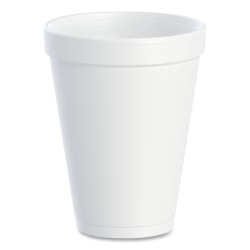 Dart® Foam Drink Cups, 12 Oz, White, Bag Of 25 Cups, Carton Of 40 Bags
