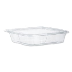 Dart® ClearPac® SafeSeal™ Tamper-Resistant Containers, Flat Lid, 35 Oz, 1-13/16"Hx7-15/16"Wx8-13/16"D, Clear, 100 Containers Per Bag