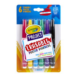 Crayola Project Erasable Poster Markers, Chisel Tip, Assorted Colors, Pack Of 6 Markers