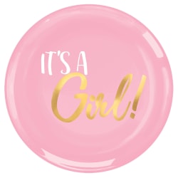 Amscan Oh Baby Girl Coupe Plastic Plates, 7-1/2", Pink, Pack Of 20 Plates