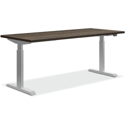 HON® Coze Worksurface With Coordinate Height-Adjustable Base, 54"W, Florence Walnut/Nickel