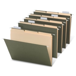 Office Depot® Brand Hanging File Folder/File Folder Combo Kit, Letter Size (8-1/2" x 11"), 3/4" Expansion, 100% Recycled, Green