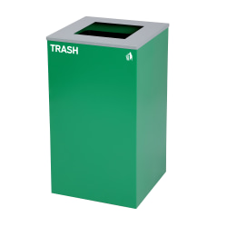 Alpine Industries Stainless-Steel Trash Bin With Square Opening Lid, 29 Gallon, 30"H x 16-15/16"W x 16-15/16"D, Green