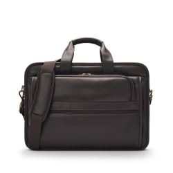Solo New York Classic Leather Briefcase With 15.6" Laptop Pocket, Espresso