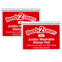 Ready 2 Learn Jumbo Washable Stamp Pads, 4-15/16" x 6-3/4", Red, Pack Of 2 Pads