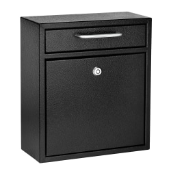 Alpine AdirOffice Medium Mail Wall Mount Drop Box With High Security Key Locking System, 12 H x 10 7/16 W x 4 1/2 D, Black