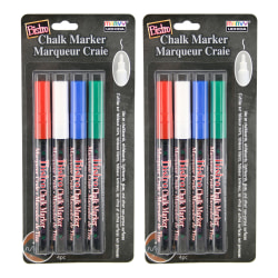 Marvy Uchida Bistro Chalk Markers, 8 Markers Total, Fine Tip, Assorted Colors, 4 Markers Per Pack, Set Of 2 Packs