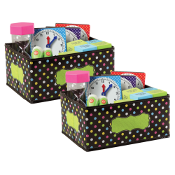 Teacher Created Resources Small Storage Bin, 5"H x 8"W x 11"D, Chalkboard Brights, Pack Of 2 Bins